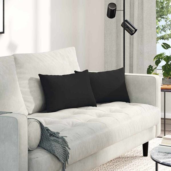 vidaXL S&oacute;fap&uacute;&eth;ar 2 pcs Svartur 50 x 30 cm d&uacute;kur