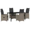 vidaXL Gar&eth;ur bor&eth;sett me&eth; p&uacute;&eth;i 5 pcs Gr&aacute;r p&oacute;l&yacute;rattan