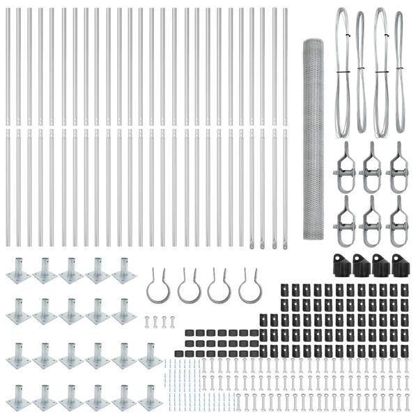 vidaXL Gir&eth;ingarp&oacute;stur Silfur 50 x 1,5 m (13 mm net) St&aacute;l