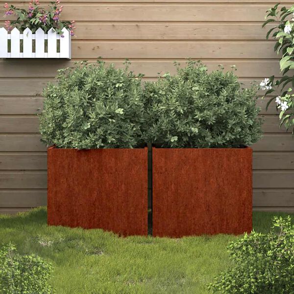 vidaXL gr&oacute;&eth;ursetningar 2 stk 49x47x46 cm Corten St&aacute;l
