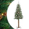 vidaXL Mj&oacute;tt j&oacute;latr&eacute; me&eth; 300 LED Gr&aelig;nn 180 cm PVC og solid furuvi&eth;