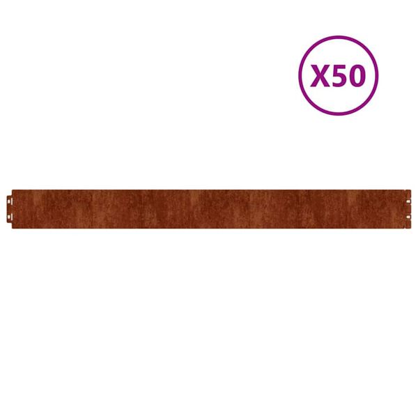 vidaXL Gar&eth;kantar 50 stk. 10x103 cm Sveigjanlegt Corten-st&aacute;l