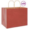 vidaXL Papp&iacute;rspokar 50 stk me&eth; Handf&ouml;ngum Rau&eth;ir 32x22x24 cm