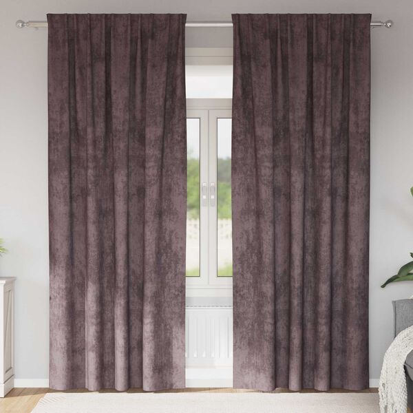 vidaXL Flauels skaut me&eth; gluggatj&ouml;ldum 2 pcs Br&uacute;nn 245 x 140 cm Flauel