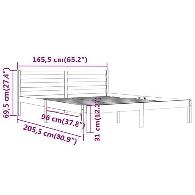 vidaXL Rúmgrind án Dýnu 160x200cm Gegnheil Fura