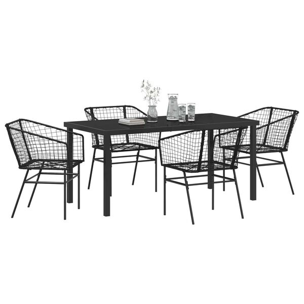 vidaXL Gar&eth;ur bor&eth;sett 5 pcs Svartur p&oacute;l&yacute;rattan