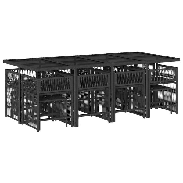 vidaXL 13 Parta Gar&eth;s&oacute;fasett me&eth; Sessum Svart P&oacute;l&yacute;rattan