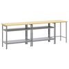 vidaXL Vinnubekkur sett me&eth; hillu 3 pcs Beige og Gr&aacute;tt Dufth&uacute;&eth;a&eth; st&aacute;l