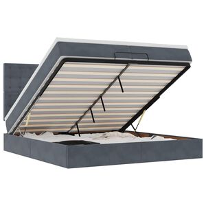 vidaXL Ottoman r&uacute;mgrind me&eth; d&yacute;num d&ouml;kkgr&aacute; 200x200cm flauel