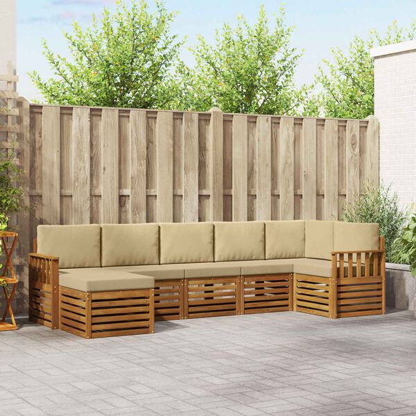 vidaXL S&oacute;fasett me&eth; p&uacute;&eth;i 7 pcs N&aacute;tt&uacute;rulegt og B&eacute;ig Hrein akas&iacute;utr&eacute;