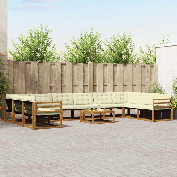 vidaXL &Uacute;ti s&oacute;fasett me&eth; p&uacute;&eth;i 11 pcs N&aacute;tt&uacute;rulegt og Krem