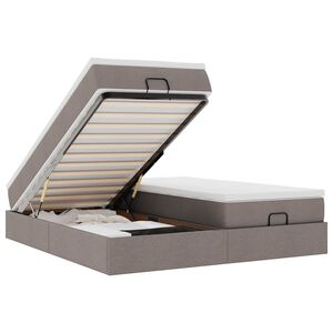 vidaXL Ottoman r&uacute;mgrind me&eth; d&yacute;num Taupe 160x200cm Efni