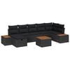 vidaXL Gar&eth;s&oacute;fa sett me&eth; kodda 8 pcs Svartur Poly rattan