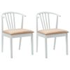 vidaXL Bor&eth;st&oacute;ll 2 pcs Hv&iacute;tur og br&uacute;nn Solid g&uacute;mm&iacute;tr&eacute;