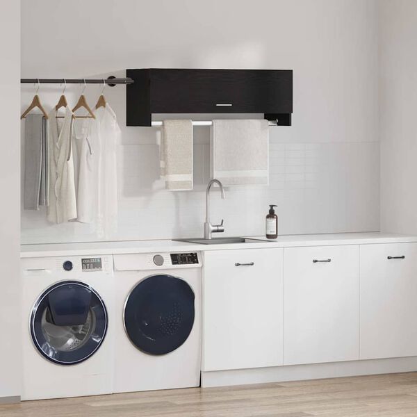 vidaXL Geymsluk&aacute;pur Svartur Eik 100 x 32,5 x 35 cm Samsettur vi&eth;ur