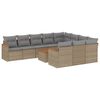 vidaXL 11 Hluta Gar&eth;s&oacute;fasett me&eth; Sessum Drapplita&eth; P&oacute;l&yacute;rattan