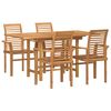 vidaXL Gar&eth;ur bor&eth;sett 5 pcs Br&uacute;nn Solid teak vi&eth;ur