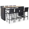 vidaXL 9 Stk Barsett Utandyra P&oacute;l&yacute;rattan og Akas&iacute;uvi&eth;ur Svart