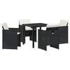 vidaXL Gar&eth;ur bor&eth;sett me&eth; p&uacute;&eth;i 5 pcs Svartur p&oacute;l&yacute;rattan