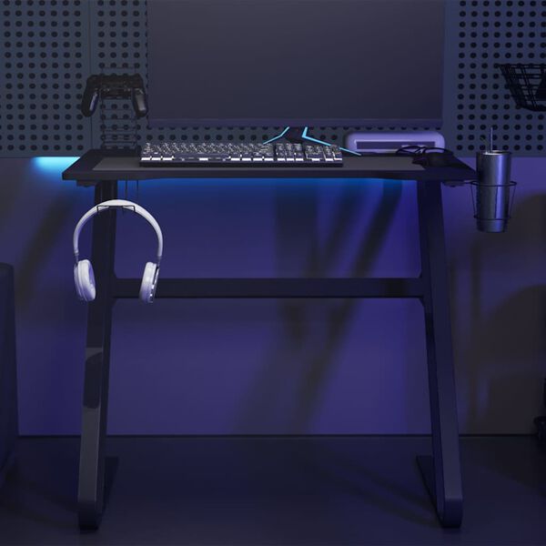 vidaXL Leikjaskrifborð með ZZ-Laga Fótum Svart 90x60x75 cm