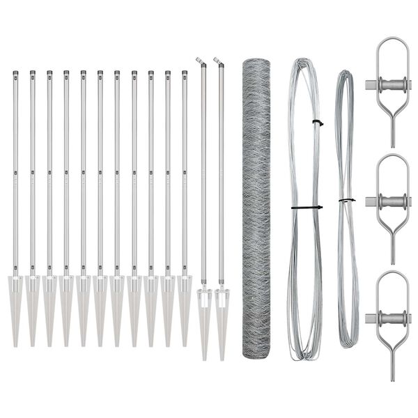 vidaXL Gir&eth;ingarp&oacute;stur Silfur 25 x 1,6 m (50 mm m&aacute;lmnet) St&aacute;l