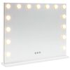 vidaXL LED Fegur&eth;arspegill Hv&iacute;t 58 x 10 x 47 cm Gler og st&aacute;l