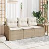 vidaXL Garðsófa sett með púði 3 pcs Drapplitaður Poly rattan