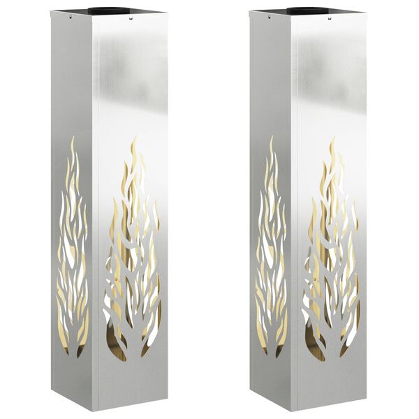vidaXL S&oacute;lar LED st&iacute;gslj&oacute;s 2 pcs Silfur Galvaniseru&eth; st&aacute;l