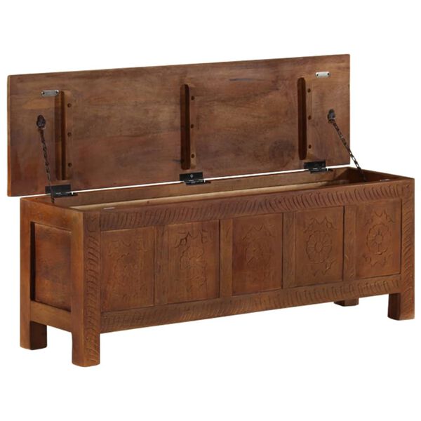 vidaXL Geymslukassi 110x30x40 cm Gegnheill Mangóviður