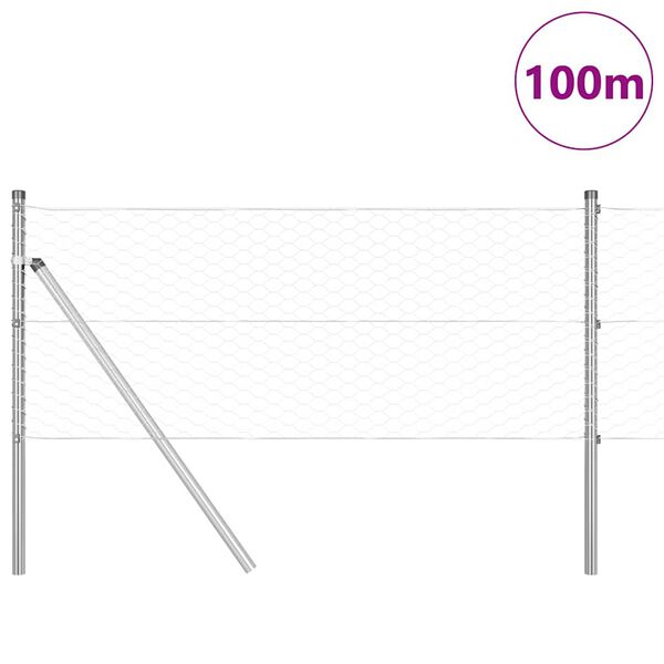 vidaXL Gir&eth;ingarp&oacute;stur Silfur 100 x 0,6 m (36 mm net) St&aacute;l
