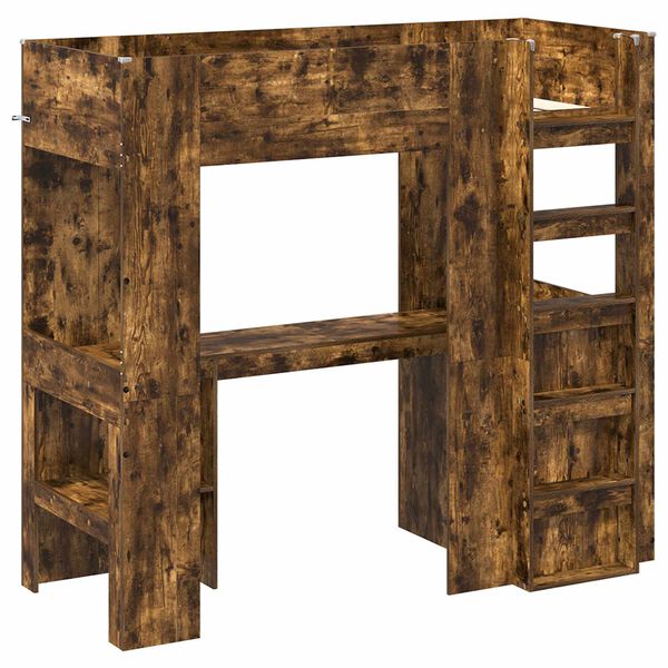 vidaXL Koju-grind me&eth; skrifbor&eth;i Rau&eth;-eik 75 x 190 cm Samsettur vi&eth;ur