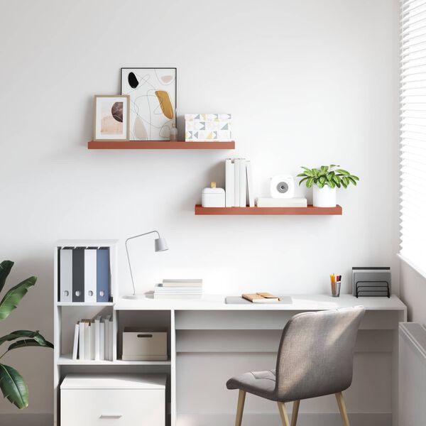 vidaXL Vegghylla 2 pcs Rau&eth;ur 90 x 23,5 x 4 cm Samsettur vi&eth;ur