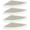 vidaXL Vegghengdar Hornhillur 4 stk. Eik og Hv&iacute;tt 35x35x3,8 cm MDF