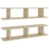 vidaXL Veggkubbahillur 6 stk. Eikarlitur 90x18x20 cm Samsettur Vi&eth;ur