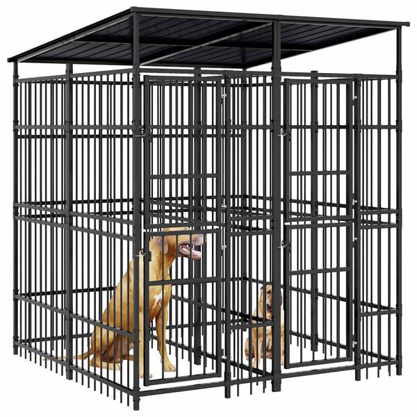 vidaXL &Uacute;tihundabyrgi me&eth; &thorn;aki St&aacute;l 3,69 m&sup2;