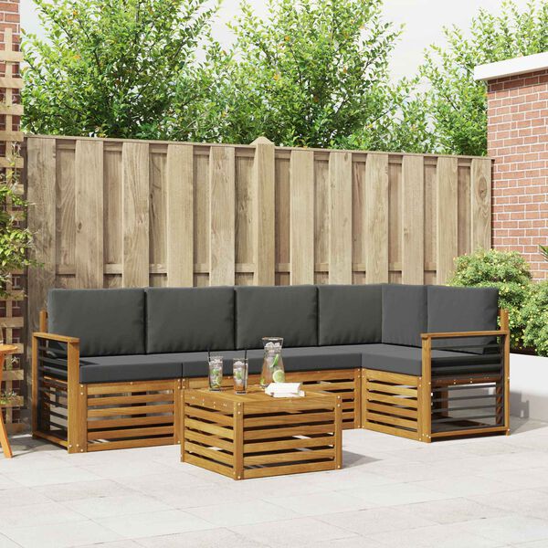 vidaXL S&oacute;fasett me&eth; p&uacute;&eth;i 6 pcs N&aacute;tt&uacute;rulegt og Antrac&iacute;t Hrein akas&iacute;utr&eacute;