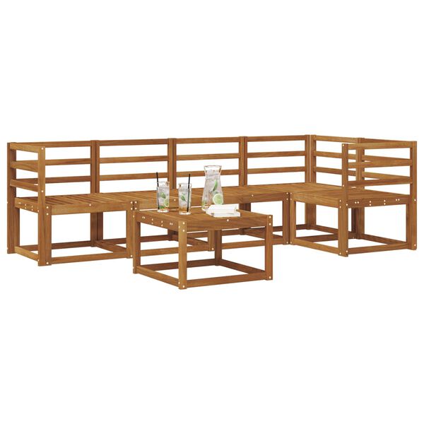 vidaXL &Uacute;ti s&oacute;fasett me&eth; p&uacute;&eth;i 6 pcs N&aacute;tt&uacute;rulegt og Lj&oacute;st Gr&aacute;tt