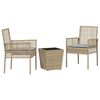 vidaXL Garð Bistro Set 3 pcs Drapplitaður Poly rattan