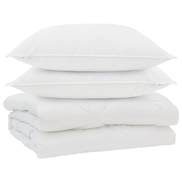 vidaXL S&aelig;ng me&eth; kodda 3 pcs Hv&iacute;tt Microfleece