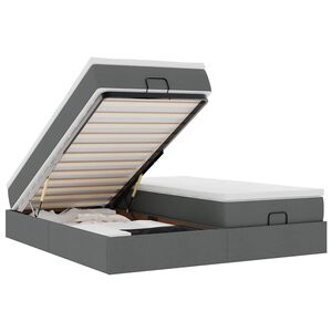 vidaXL Ottoman R&uacute;mgrind me&eth; d&yacute;num D&ouml;kkgr&aacute;r 200x200cm Efni