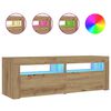 vidaXL n&aacute;ttbor&eth;ssk&aacute;par 2 stk me&eth; LED Artisan Oak 60x35x40 cm
