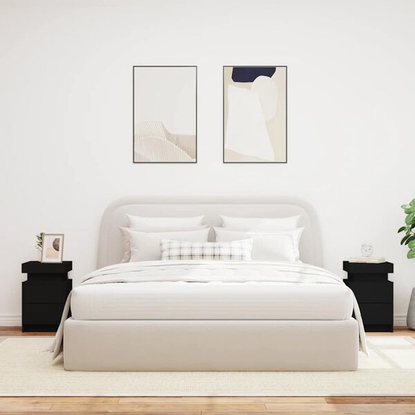 vidaXL N&aacute;ttbor&eth; me&eth; LED-Lj&oacute;sum 2 stk. Sv&ouml;rt 35x39x55 cm