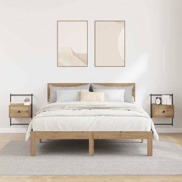 vidaXL Noat&ouml;flu sk&aacute;pur me&eth; sk&uacute;ffu 2 pcs Artisan Eik 35 x 30 x 51 cm