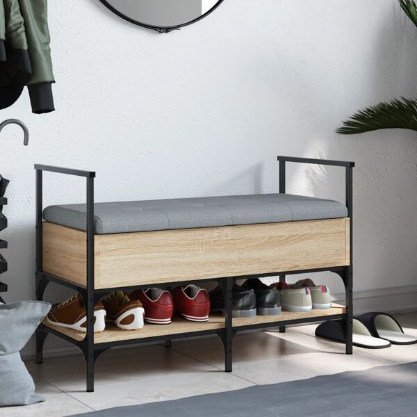 vidaXL Skóbekkur Sonoma Eikarlitur 85,5x42x57,5 cm Samsettur Viður