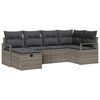 vidaXL Gar&eth;s&oacute;fa sett me&eth; p&uacute;&eth;i me&eth; geymslu 6 pcs Gr&aacute;r Poly rattan