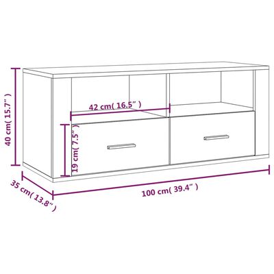 vidaXL Sjónvarpsskápur Grár Sonoma 100x35x40 cm Samsettur Viður