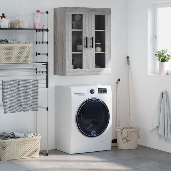 vidaXL Vegghengdur Skápur Grár Sonoma 69,5x34x90 cm