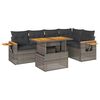 vidaXL 6 -Hluta Gar&eth;s&oacute;fasett me&eth; Sessum Gr&aacute;tt P&oacute;l&yacute;rattan Akas&iacute;uvi&eth;ur