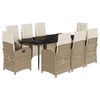 vidaXL 9 Hluta Gar&eth;bor&eth;sett me&eth; Sessum Drappa&eth; P&oacute;l&yacute;rattan