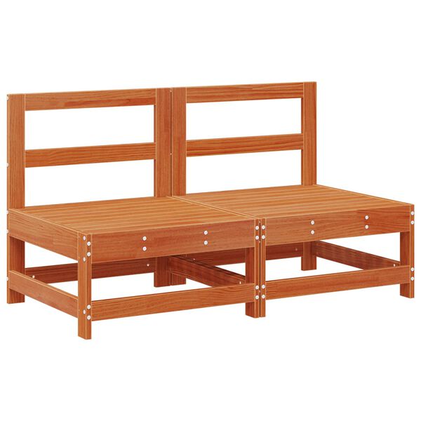 vidaXL Gar&eth;asofa Mi&eth;ja Mass&iacute;ft furuvi&eth; VaxBr&uacute;nn 124 x 62 x 70,5 cm